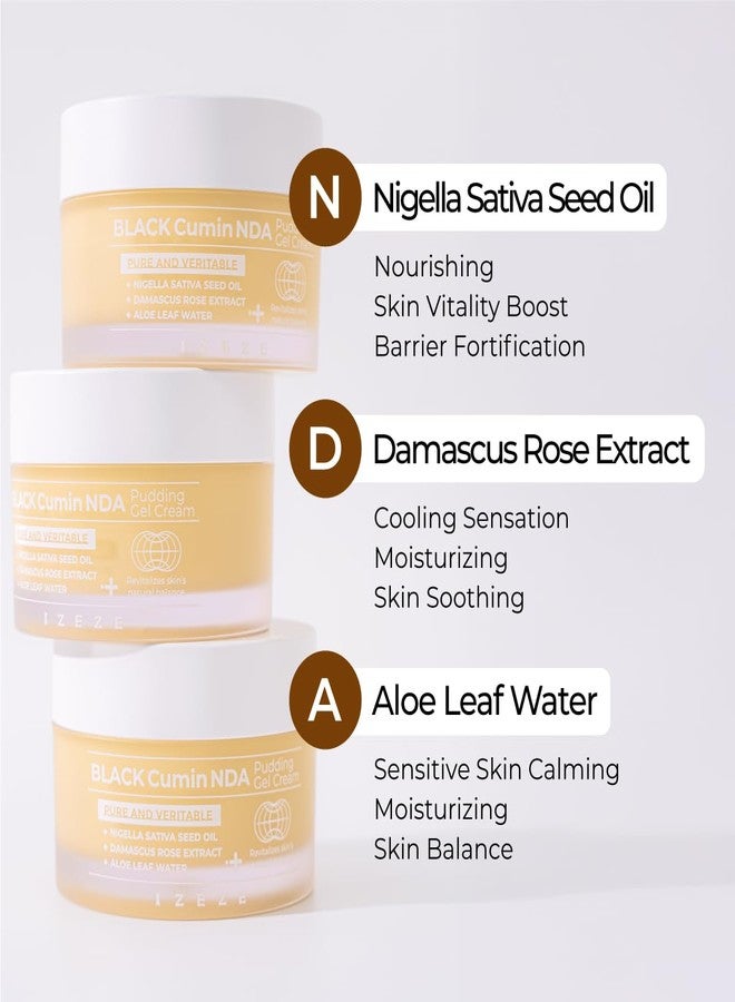 IZEZE BLACK Cumin NDA Pudding Gel Cream 1.69 fl.oz, 50 ml | Soothing and Cooling, Korean Gel Moisturizer for Face, Skincare for Dry Skin, Lightweight and Deep Hydration - Image 5